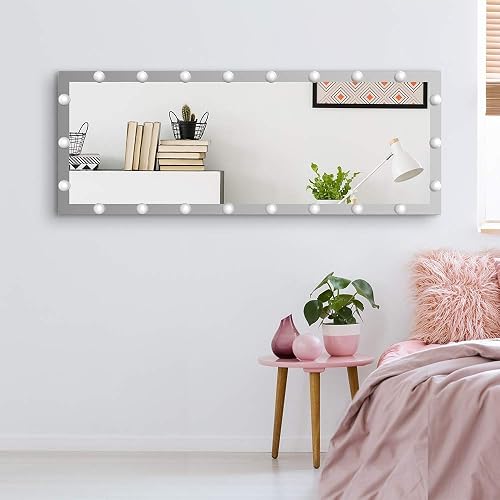 Majnesvon 65" x 24"Full Length Mirror with Lights and Stand Touch Control - Wall Mounted and Floor Standing,LED Lighted Full Body Dressing Mirror for Bedroom,Dimming&3 Color Modes (Silver) thumbnail 4
