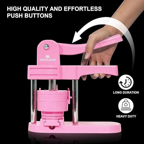 MECOLOUR Button Maker Machine Multiple Sizes 1.26+I1.73+2.28 inch Pin Maker Machine,150pcs Button Badge Making Supplies,Button Press Machine for DIY Personalized Pinback Buttons Children DIY Gift(Pink) thumbnail 8