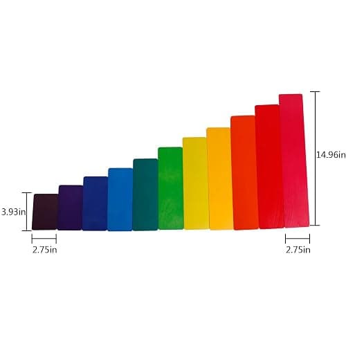 Dinhon 11 PCS Wooden Rainbow Board Oversized Stacking Game Jigsaw Puzzle Building Blocks Children's Baby Toddler Toys 3 Years Old Boys and Girls Toy Gifts thumbnail 2