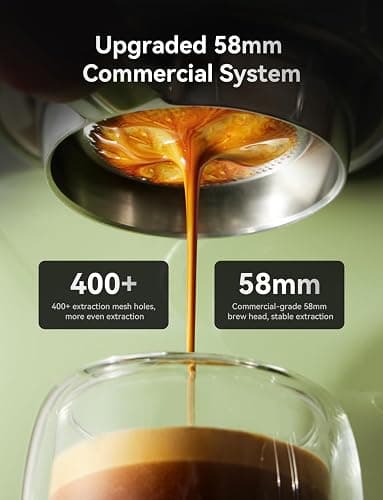 Neretva Espresso Machine, 58mm Professional Espresso Coffee Machine 15 Bar Retro Espresso Maker with Powerful Milk Frother & Visible Pressure Gauge for Home Barista Latte and Cappuccino Maker-Green thumbnail 4
