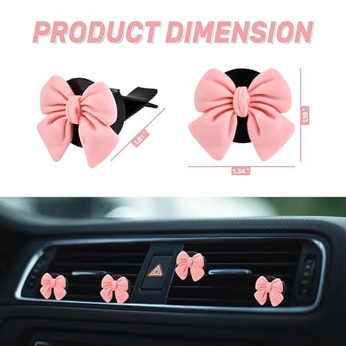 6PCS Pink Bow Car Air Freshener Vent Clips, Aesthetic Girly Car Decor Accessories, Cute Vent Diffusers for Women and Girls, Coquette Style Auto Interior Decoration thumbnail 2