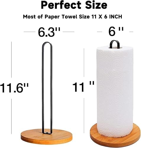 TONLEA Wooden Paper Towel Holder Countertop, Kitchen-Towel-Holder FreeStanding with Non-Slip Base for Bathroom thumbnail 3