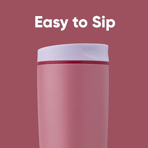 Owala SmoothSip Slider Insulated Stainless Steel Coffee Tumbler, Reusable Iced Coffee Cup, Hot Coffee Travel Mug, BPA Free 20 oz, Purple/Pink (Crochet Queen) thumbnail 2