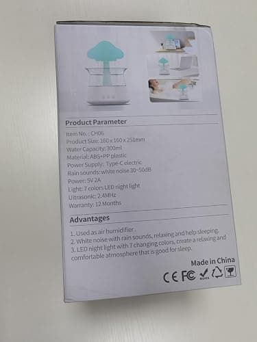 Diffuserlove Rain Cloud Humidifier Diffuser Water Drip Humidifier with Remote Waterfall Lamp Mushroom Humidifier Rain Sounds White Noise Humidifier Air Humidifiers for Bedroom Desk, 300ML thumbnail 10