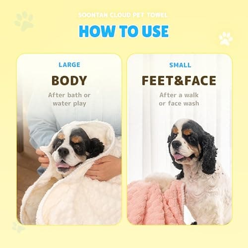 SOONTAN Microfiber Dog Towel Set for Drying Dogs – Absorbent, Quick-Dry, and Soft Towels for Bathing and Grooming Dogs and Cats, Including 2 Different Sized – Cloud Pet Towels (Pink) thumbnail 6