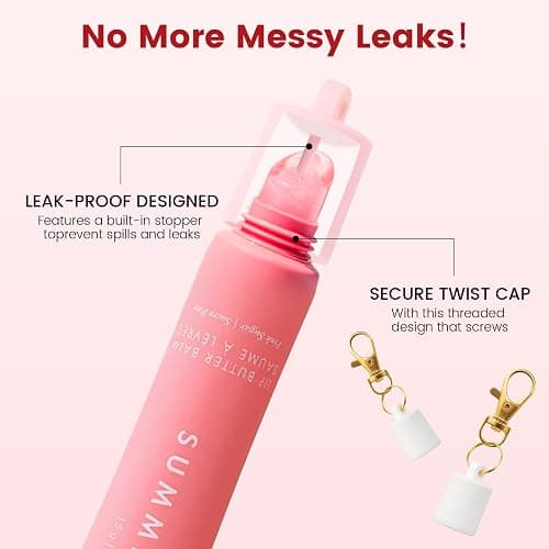 LCYATSI 3 Pcs Lip Gloss Keychain, Compatible for Summer Fridays 0.5 Oz Lip Balm, Portable Lipgloss Holder Keychains with Cherry Charm (No Lip Balm) thumbnail 3