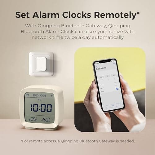 qingping Bluetooth Alarm Clock, Works with Mi Home, Smart Digital App Controlled Clock with Date, Time, Temperature, Humidity, Snooze, 16 Alarms and 8 Ringtones thumbnail 8