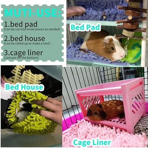 Oncpcare 47 × 24 in Small Animal Cage Liner – Soft Chenille Bedding Mat with Anti-Slip Backing, Reusable Absorbent Cage Pad for Guinea Pigs, Rabbits, Hamsters & Chinchillas (Green) thumbnail 7