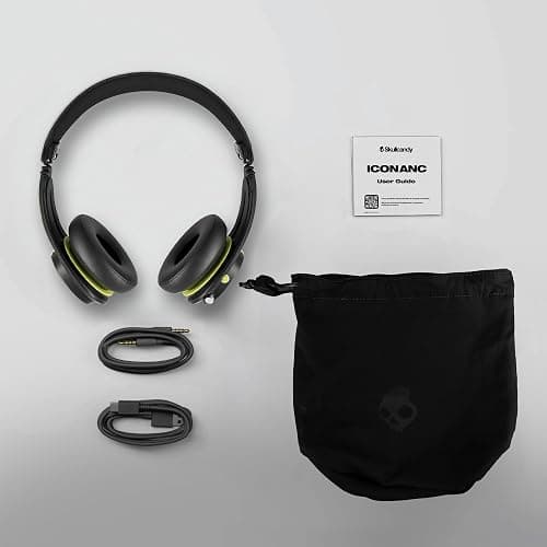 Skullcandy Icon ANC Wireless On-Ear Bluetooth Headphones, Active Noise Cancelling, 60 Hours Battery, Sweat Water Resistant, Foldable Durable Travel Ready, Microphone for iPhone Android - Bone thumbnail 6