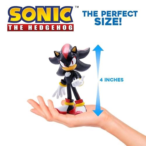 Official Sonic The Hedgehog Metallic Knuckles & Shadow 4″ Action Figures – Buildable, Interchangeable Arms & Accessories, Collector Window Box thumbnail 2