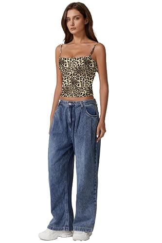 QINSEN Women's Double Lined Basic Tank Top Adjustable Spaghetti Straps Sleeveless Camisole Shirts thumbnail 6