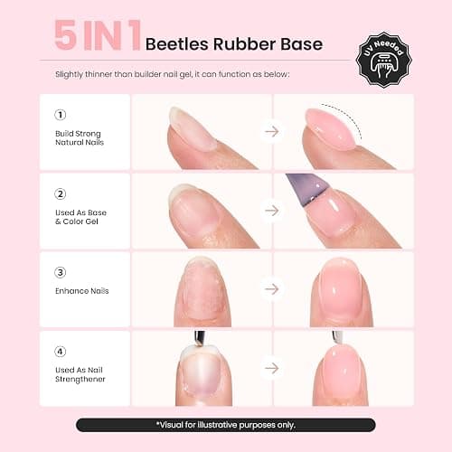 Beetles Color Base Gel Nail Polish 1pcs 15ml | Rubber Base Builder Neutral Nude Gel Base Coat Warm Jade Nail Polish, Nail Strengthener Soak Off UV LED Light Needed thumbnail 3