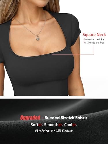 Eachyes Womens Square Neck Cap Sleeve Tops Sexy Low Cut Short Sleeve Shirts Basic Slim Fit Tee Cute Summer Clothes 2026 thumbnail 3