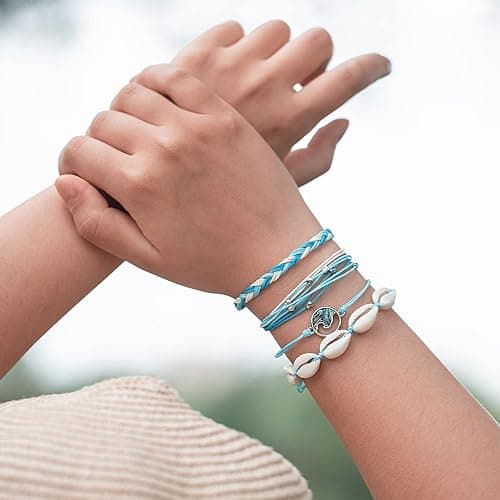 Boho Wave Shell Beaded String Bracelets Cute Braided Summer Beach Jewelry | Adjustable Stackable Friendship Gifts Abalone Cowrie Waterproof Thread Plus Size Layered Surfer Accessories for Women thumbnail 6