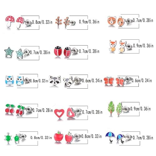 30 Pairs Hypoallergenic Earrings for Girls Sensitive Ears with Stainless Steel Post -Assorted Cute Stud Earrings for Teens Girls Women thumbnail 2