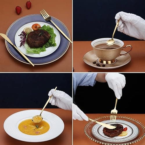 Matte Gold Silverware Set 40 Pieces, Stainless Steel Golden Flatware Set, Titanium Plating Cutlery Set, Matte Gold Utensil Sets, Service Set for 8 (Matte Golden) thumbnail 6