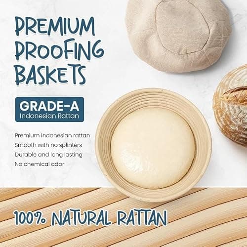Rorecay Complete Sourdough Starter Kit: Bread Baking Supplies with Starter Glass Jar & 9” Round Banneton Proofing Basket Tool Set Ideal for Beginners Homemade Bread thumbnail 4