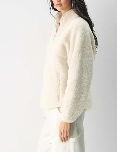 MAIPOETYRY Women Fleece Pullover Half Zip Sherpa Jacket Teddy Long Sleeve Fall Sweatshirt with Pockets thumbnail 3