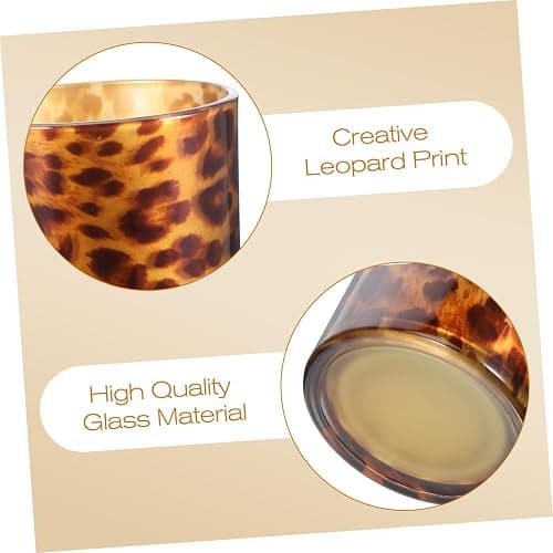 IMIKEYA Stable Vintage Leopard Print Glass Candle Holder for Decorative Candle thumbnail 8
