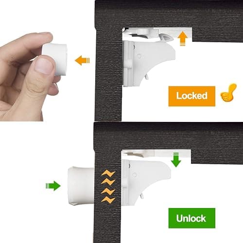 20 Pack Magnetic Cabinet Locks Baby Proofing - Vmaisi Children Proof Cupboard Drawers Latches - Adhesive Easy Installation thumbnail 6