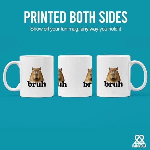 Panvola Capybara Bruh Pet Gift Ceramic Mug 11oz White | Hobby Gift Ceramic Mug Novelty Drinkware thumbnail 4