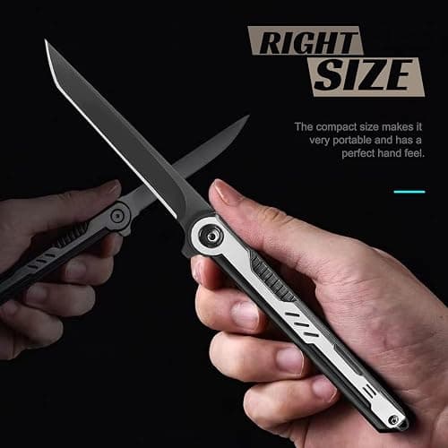 QZL EDC Folding Pocket Knife for Men,Slim Tanto knives with Clip and Glass Breaker, Gentleman's Knife with 7CR13Mov Steel Blade for Everyday Carry, Outdoor Camping thumbnail 4