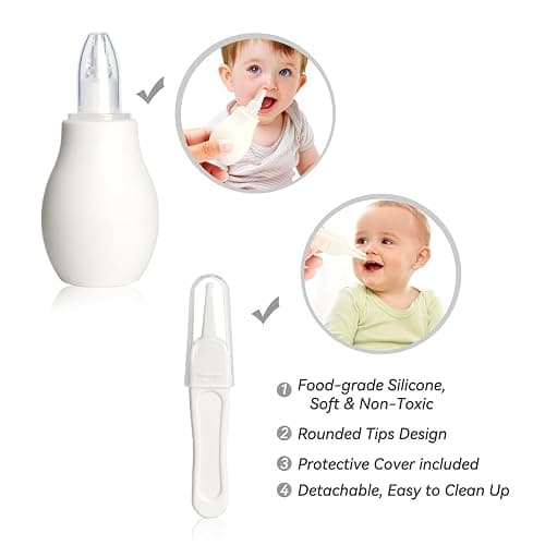 Baby Grooming Kit, Infant Safety Care Set with Hair Brush Comb Nail Clipper Nasal Aspirator,Baby Essentials Kit for Newborn Girls Boys (Grey White) thumbnail 3