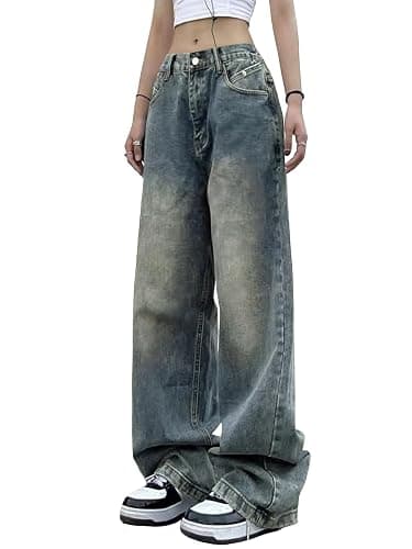 EMMIOL Women Wide Leg Jeans Mid-Low Waist Baggy Jeans Loose Boyfriends Jeans Y2K 90s Denim Pants thumbnail 2