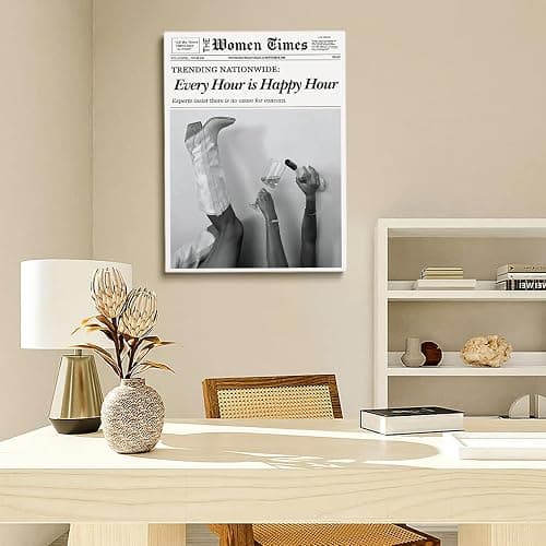 Trendy NewsPaper Wall Art - Coastal Girls Poster - Girls Just Wanna Have Fun -Vintage Bar Cart Art - College Apartment Decor Funky Wall Art - Preppy Decor Cocktail Poster 12x16in Unframed thumbnail 4