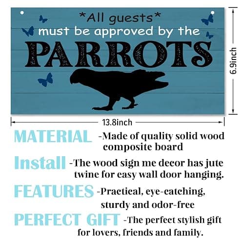 Parrots Sign, Novelty Door Sign, Decorative Wall Plaque, Parrots Home Decor, Welcome Decor for Front Door Porch Entryway, Pet Decoration, All Guests Must Be Approved By the Parrots sign thumbnail 3