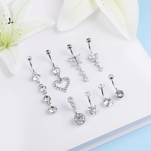 LEE&RO Belly Button Ring Dangle Stainless Steel Belly Rings 14G Belly Button Piercing Cute Navel Ring Belly Piercing Jewelry thumbnail 6
