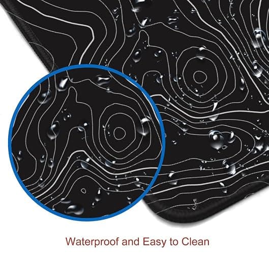 SANWUMIAN Gaming Mouse Pad, Large Topographic Mouse Pads for Desk, Non-Slip Rubber Base Mousepad, Keyboard Mouse Mat, Desk Pad with Stitched Edges, 31.5x11.8inch, Black Geographic Lines thumbnail 4