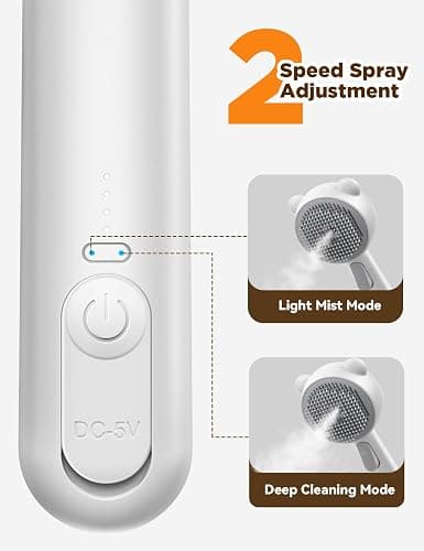 FEELNEEDY Cat Steam Brush, Brushes for Indoor Cats with Release Button, Dual Speed Spray USB Rechargeable Grooming Supplies, Cat Brush for Shedding Suitable for All Long-haired and Short-haired Pets thumbnail 5