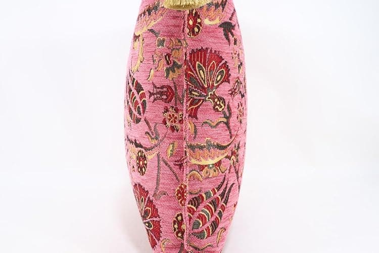 YUSUF COLLECTION - Turkish Fabric Pillow Cover 18x18, Pale Pink Boho Throw Pillow, Caucasus Carnation Pattern Decorative Sofa Accent Ethnic Cushion thumbnail 8