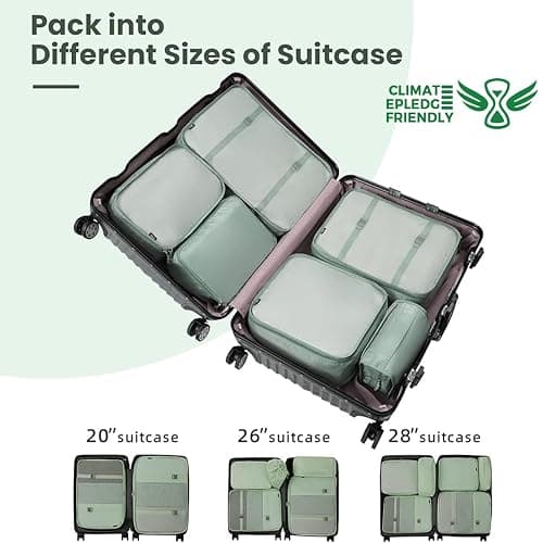 BAGAIL 10 Set Packing Cubes Various Sizes Packing Organizer for Travel Accessories Luggage Carry On Suitcase-Matcha Green thumbnail 7