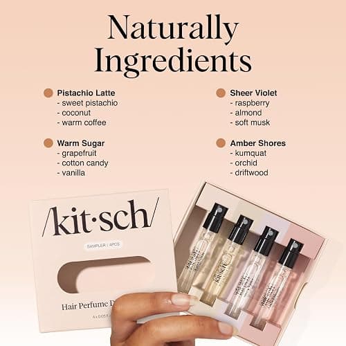Kitsch Hair Perfume For Women (Discovery Set) - Pistachio Latte, Warm Sugar, Sheer Violet & Amber Waves - Patented Odor-Eliminating Technology, Hair Spray and Body Mist - 4 x 1.5mL thumbnail 6