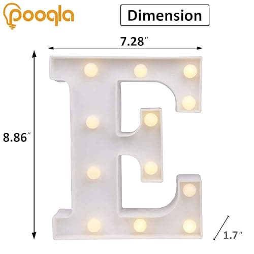 Pooqla LED Marquee Letter Lights Sign, Light Up Alphabet Letter for Home Party Wedding Decoration E | Alphabet Letter, Light Up Sign, for Home Party Wedding Decoration thumbnail 2