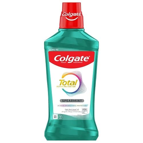 Colgate Total Pro-Shield Alcohol Free Mouthwash, Antibacterial Formula, Spearmint - 500 mL, 16.9 fluid ounce (6 Pack) - 16.9 Fl Oz (Pack of 6) - Spearmint - Image 1