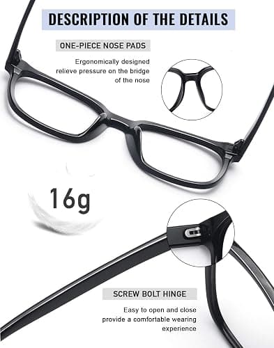PANNER Oversized Square Blue Light Blocking Glasses for Women Men Anti Glare Reduce Eyestrain Computer Glasses thumbnail 4