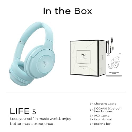 DOQAUS Bluetooth Headphones Over Ear, 70H Playtime,3 EQ Modes, with ENC Mic | HiFi Stereo Sound, Deep Bass, Soft Memory Foam Earpads, Headphone Wireless for Phone PC Travel Home Office, Blue thumbnail 8