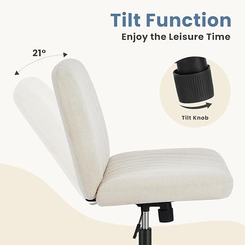 DUMOS Criss Cross Chair with Wheels, Legged Office Armless Wide Desk Seat Dual-Purpose Base, Adjustable Swivel Fabric Task Vanity Home Office Desk Seating thumbnail 8