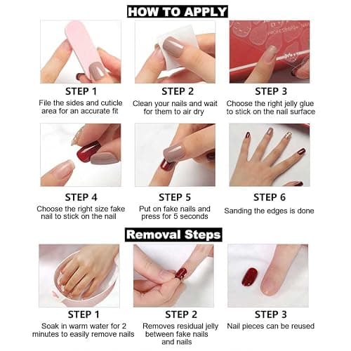 RikView Long Press on Nails Pink Fake Nails with 3D Design Coffin Nails Glossy Full Cover Nails for Women 24 PCs/Set thumbnail 6
