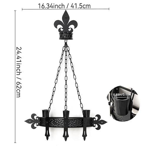 We Moment Black Candle Sconces, 3-Candle Wall Sconces for Taper Candle, Gothic Victorian Candelabra Wall Decor, Rustic Holder for Bathroom, Staircase, Living Room, Dining Room，Set of 1 thumbnail 2