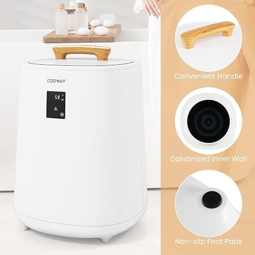 COSTWAY 20L Towel Warmer for Bathroom, Heated Blanket Warmers with LED Display & Auto Shut Off, for Two 40” x 70” Oversized Towels, Bathrobes, Blankets (White) thumbnail 7