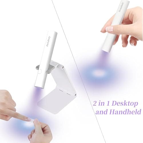 Denabuty UV Light for Gel Nails, Mini UV LED Nail Lamp Handheld with Stand | Portable Nail Dryer Rechargeable USB Cordless, Nail Light with 2 Timers for Fast Drying, White thumbnail 3