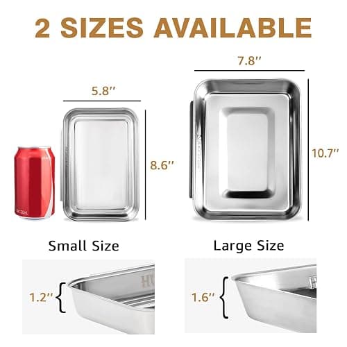 HULISEN Set of 3 Breading Pans, Stainless Steel Breading Set for Marinating Meat, Chicken, Fish, Food Prep Trays, Coating Trays Can Be Used to Baking Cake, Oven Safe thumbnail 3