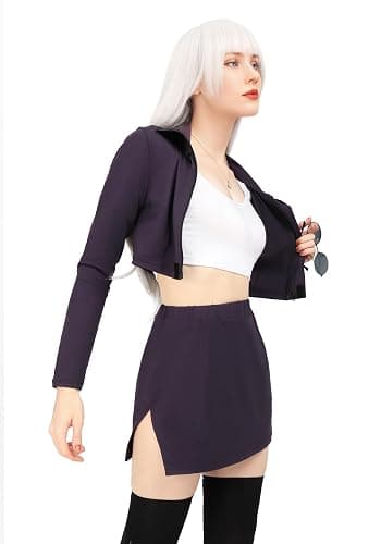 DAZCOS Anime Womens Cosplay Costume US Size Set Bodycon Crop Shirt and Skirt with Glasses for Party Halloween thumbnail 4