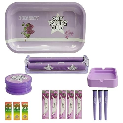 Rolling Tray Set,Metal Rolling Tray Cone Loader for King Size&1 1/4 Size Pre Rolled Cone,Cone Pre Roll Machine.(Purple) - Image 1