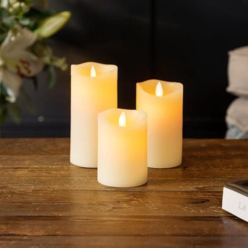 CHRISTOW Flameless LED Candles, Real Wax, Set of 3, Cream | Set of 3 LED Candles, Real Wax Construction, Realistic Flickering Flame, Battery Powered, Safe Flameless Design thumbnail 2