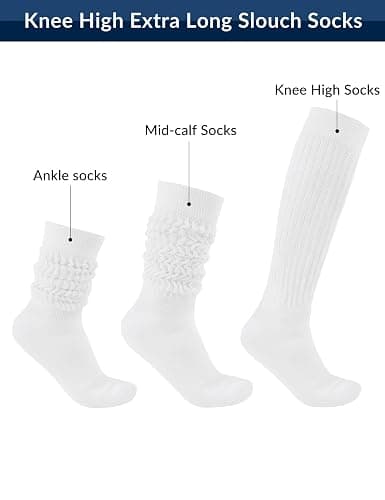 Witwot 3 Pairs Women's Slouch Socks Knit Knee High Tube Scrunch Sock Size 6-11 thumbnail 4